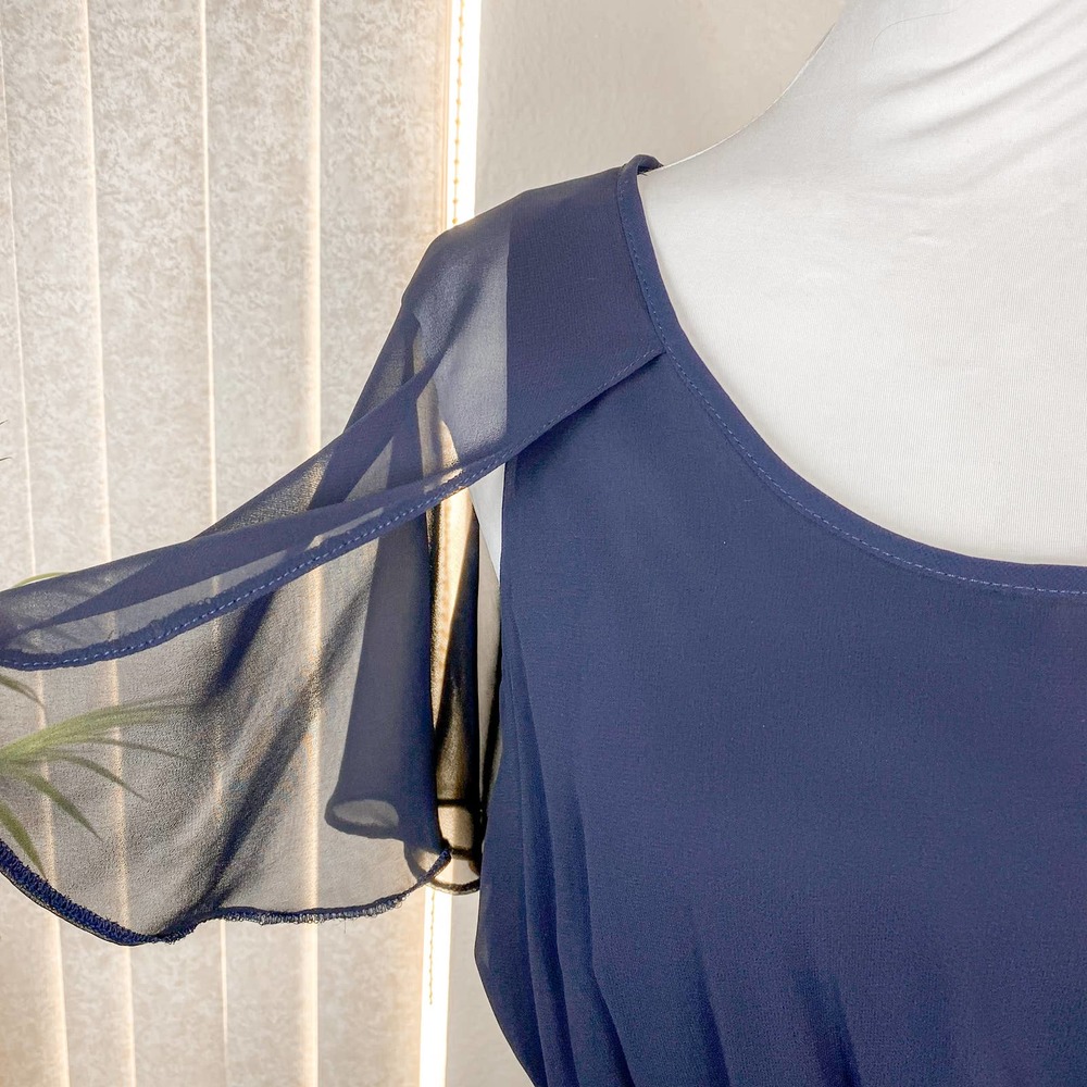 ASOS Dress Blue Fit and Flare with Flutter Sleeves Size 6 - Picture 7 of 11